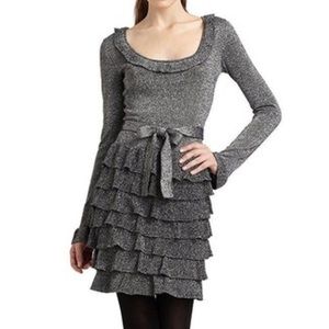 EUC BCBGMaxAzaria Silver Sweater Dress L